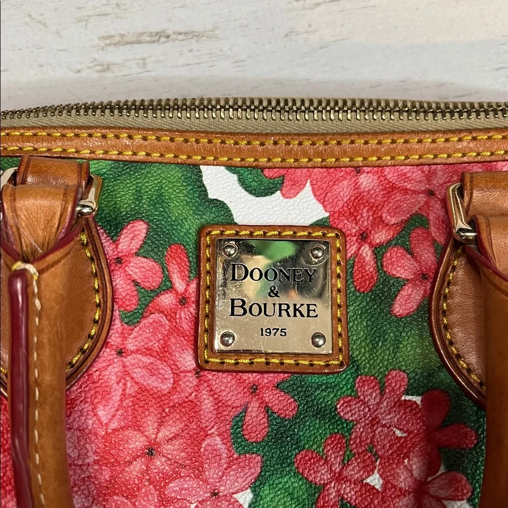 Dooney & Burke Rare Red Hydrangea Floral Print Satchel Purse